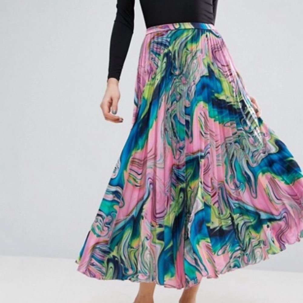 ASOS marble pleated skirt